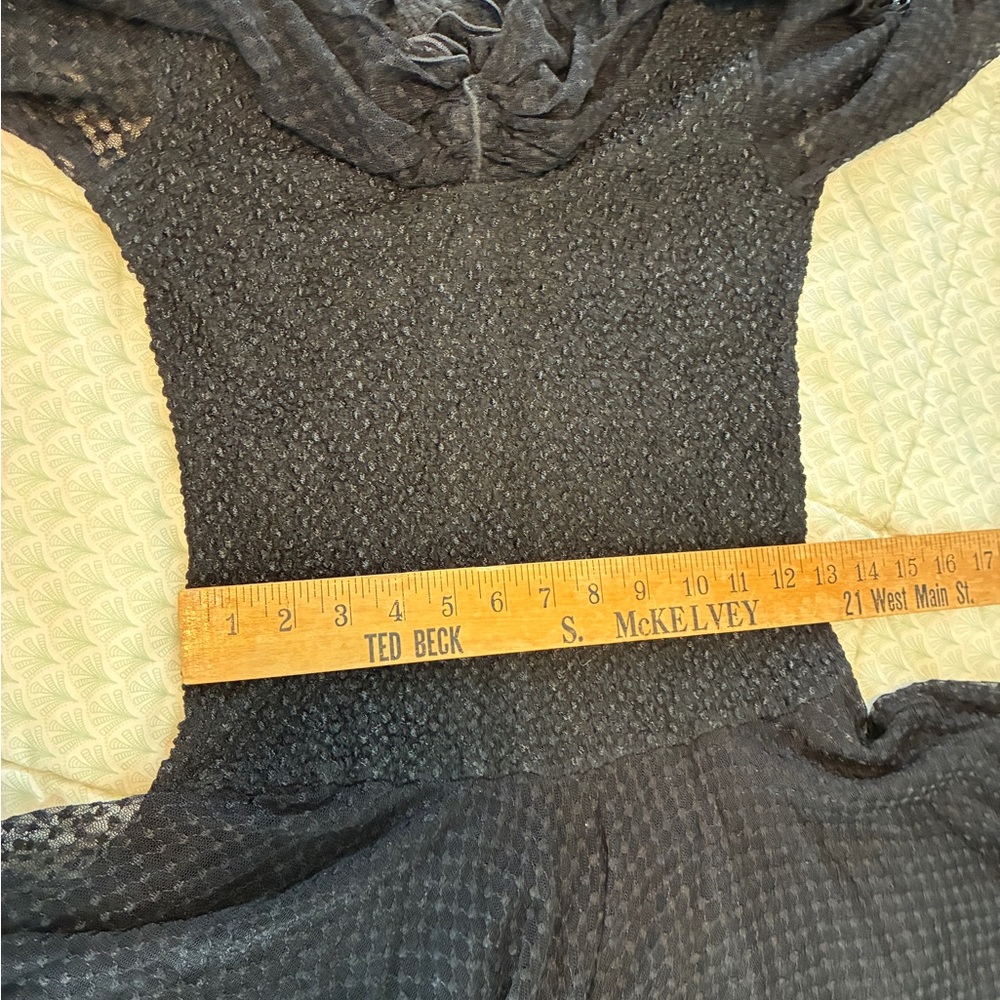 Vintage 80s/90s Sara Mique Black Stretch Swiss Dot Mesh Dress Witchy Whimsigoth - Picture 11 of 17